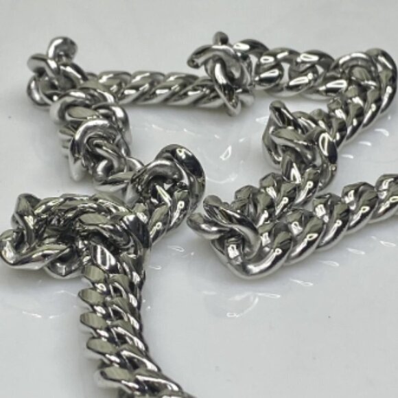 Miami Cuban Curb Link Chain Necklace 316L Stainless Steel - Picture 9 of 11